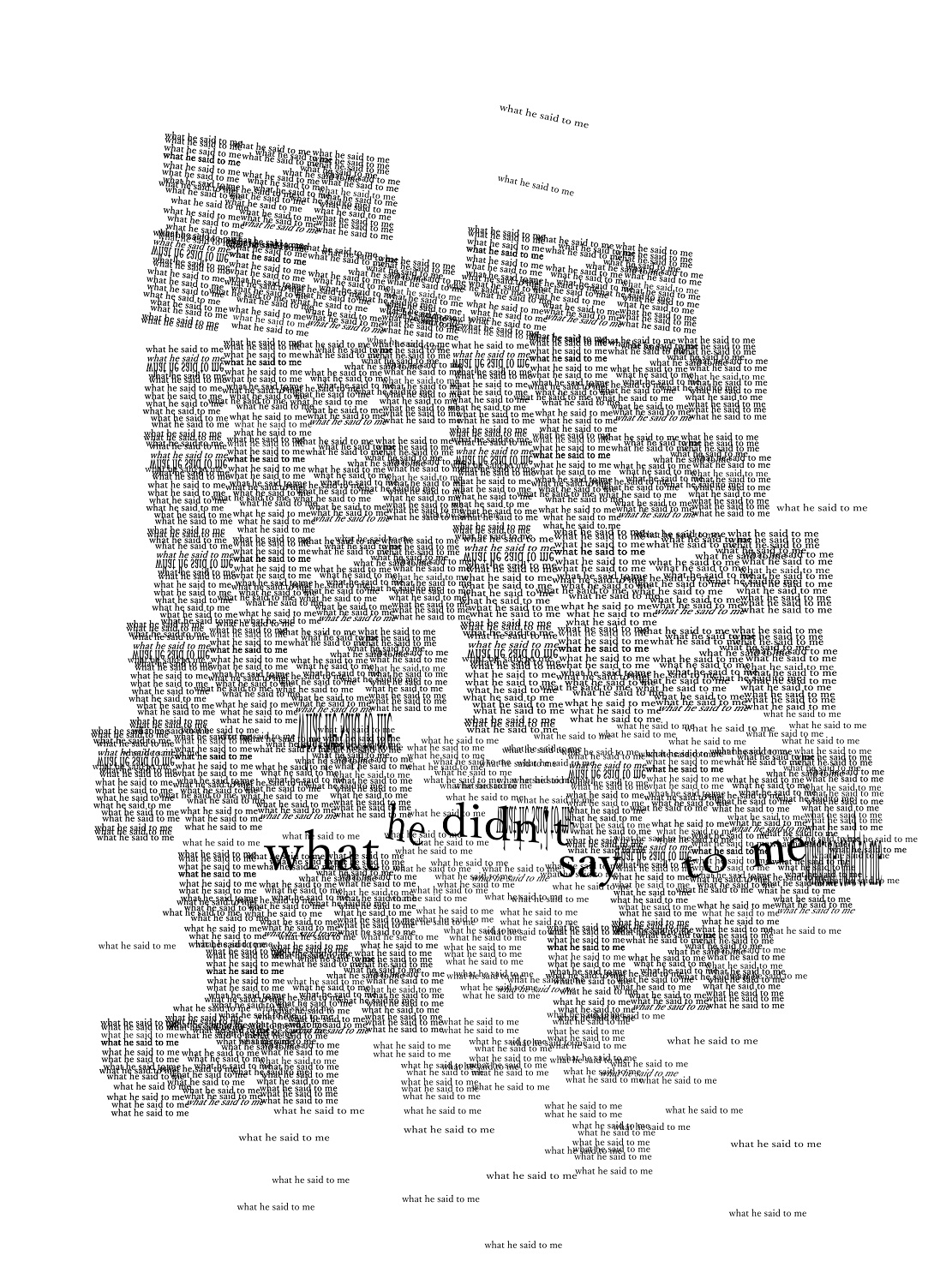 Digital work titled What He Didn't Say To Me